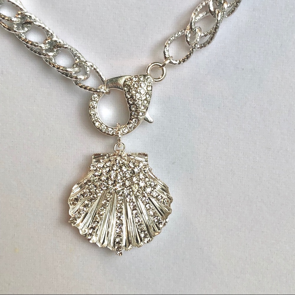 Pave Silver Shell Necklace - Picture 2 of 5